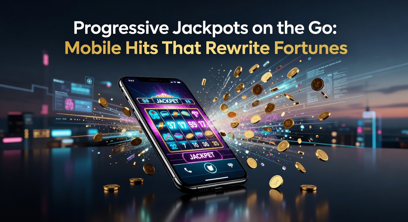 Smartphone mit leuchtendem Progressiv-Jackpot-Symbol auf einem mobilen Casino-Screen, umgeben von Münzen und Gewinnanimationen